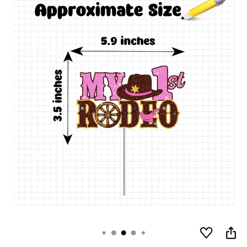 ❌ Pink and Gold 1st Rodeo Birthday Party Decoration cake topper NWT!